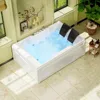 Double Head Acrylic Whirlpool Bathtub, 2-person Hydraulic Massage, Rectangular Water Spray, Niche Soaking SPA, 72" 2