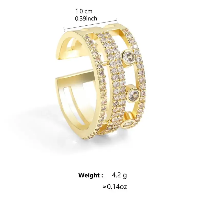 Fashion Hollow Three-layer Cubic Zirconia Rings Fo...
