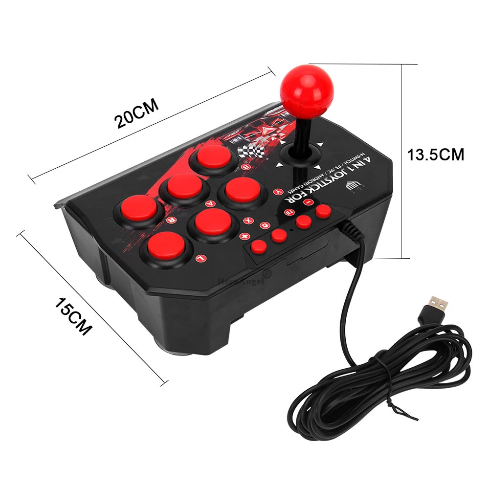 4 In 1 USB 유선 게임 조이스틱 레트로 아케이드 콘솔 로커 파이팅 컨트롤러 PS3/N 스위치/PC/안드로이드 TV 용 게임 조이스틱