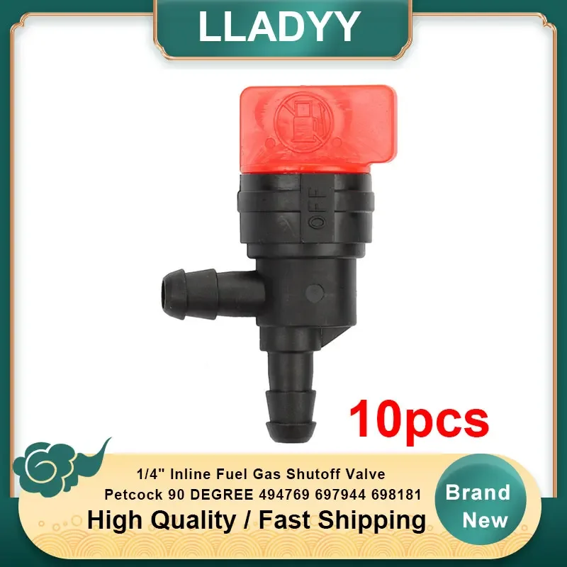 

10 шт./лот 1/4 "Встроенный топливный газовый запорный клапан петух 90 градусов для Tecumseh 35857 Briggs Stratton 494769 697944 698181 698180