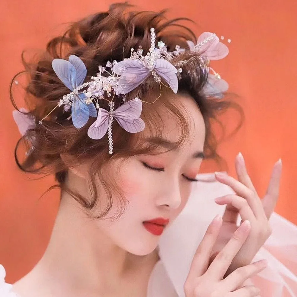 Retro elegante Schmetterling Kopfschmuck koreanische Kunst Design Libelle Stirnband Kristall transparente Haarschmuck – Detail 1