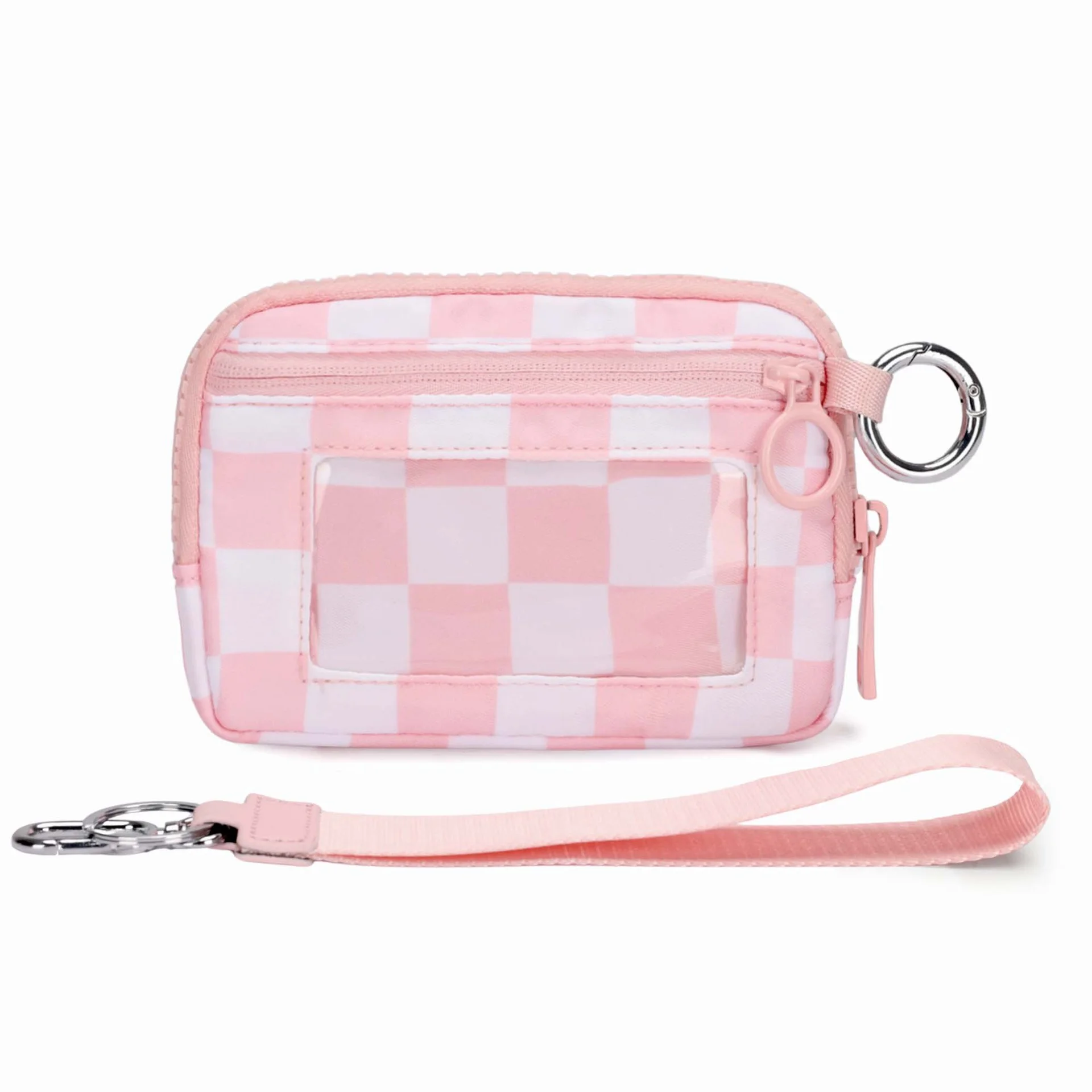 Iris Checkered Card Case with ID Window and Coin Purse in Black
