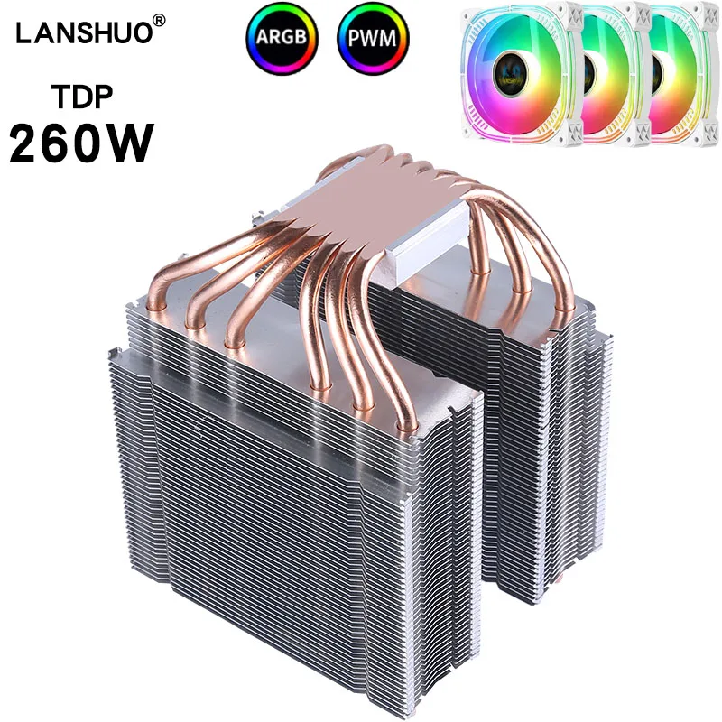 Torre Dupla Alta Performance Tubo de Calor Cpu Radiador Pwm Ventilador para 115x 1200 1700 1356 1366 X99 2011 Am4cpu Ventilador de Refrigeração Argb120 mm