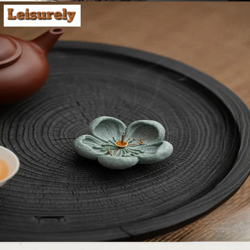 Bluestone Lotus Incense Holder Water Fountain Decoration Incense Burners Meditation Smell Distributor Censer Teaware Decoration