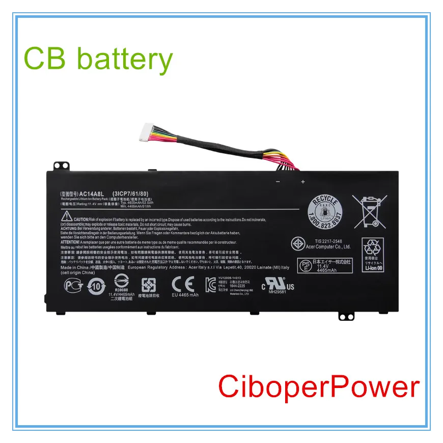 

AC14A8L Laptop Battery For VN7-571 VN7-571G VN7-591 VN7-591G VN7-791G MS2391 KT.0030G.001 11.4V 52.5Wh