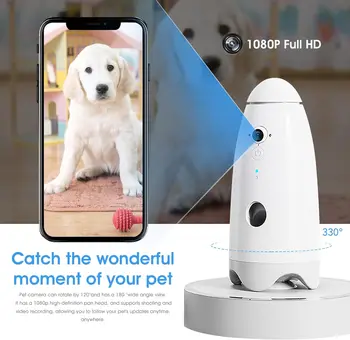 Home Full HD Pet Surveillance Camera - 2.4G WiFi App Control,Two-Way Audio, Night Vision, Remote Pet Food Feeder, Smart Dog Food 2