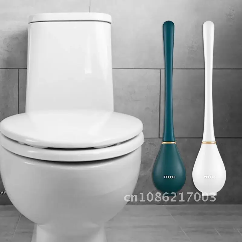 

Toilet Brush Set with Silicone Holder Wall-Mounted Long Handled Hygienic Bathroom Cleaning Household for Toilet Brushing