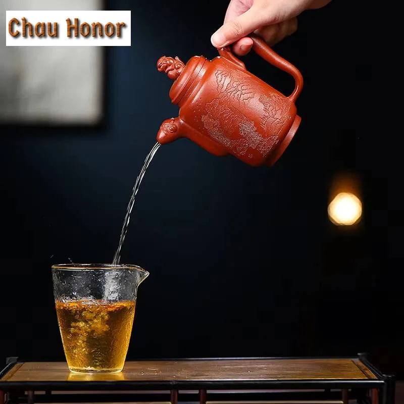 320ml Chinese Yixing Purple Clay Tea Pot Handmade Beauty Purple Mud Kettle Raw Ore Zisha Filter Teaware Tea Accessories Gift