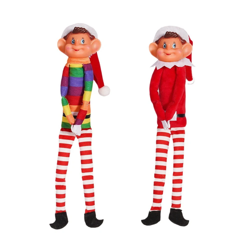 46CM Big Head Christmas Elf Doll Long Leg Plush Doll Christmas Tree Ornament Car Ornament DIY