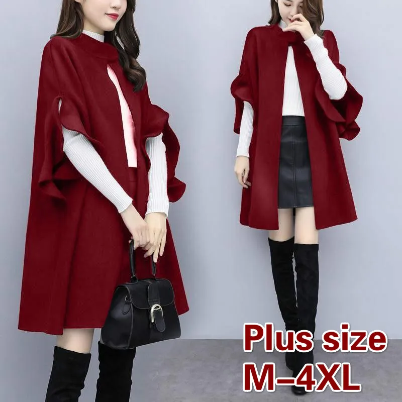 Wool Blends Women Plus Size 4XL Trendy Vintage Pregnant Korean Party Spring Fall Lady Outwear Fashion Simple Casual Femme Coats