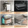 Punch Free Wall Mounted Tissue StorageRack Paper Roll Shelf Holder Restroom BoxShelve Multi Functional Phone PlacementToilet 5