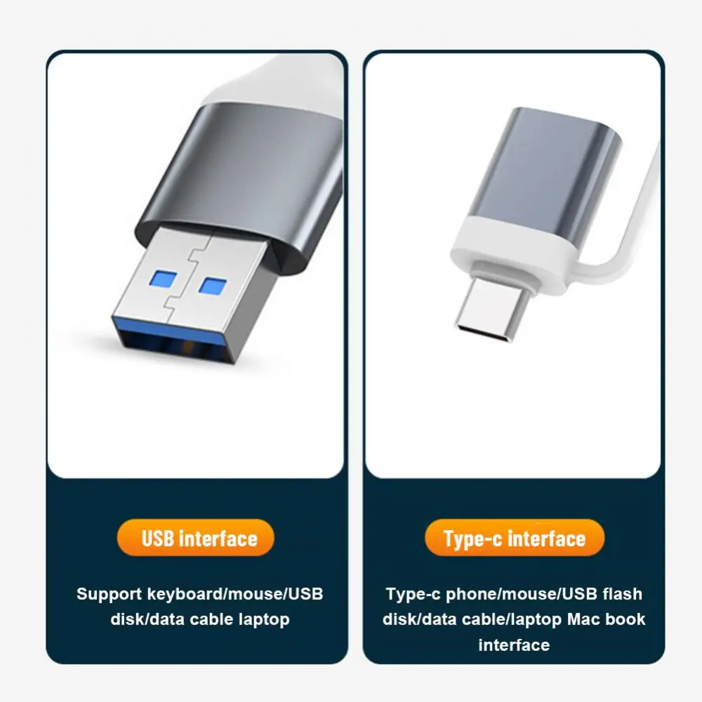 맥북 알루미늄 합금용 OTG 멀티 스플리터 어댑터, C타입 + USB 허브 독 3.0, USB 3.0 2.0 허브, 4 포트