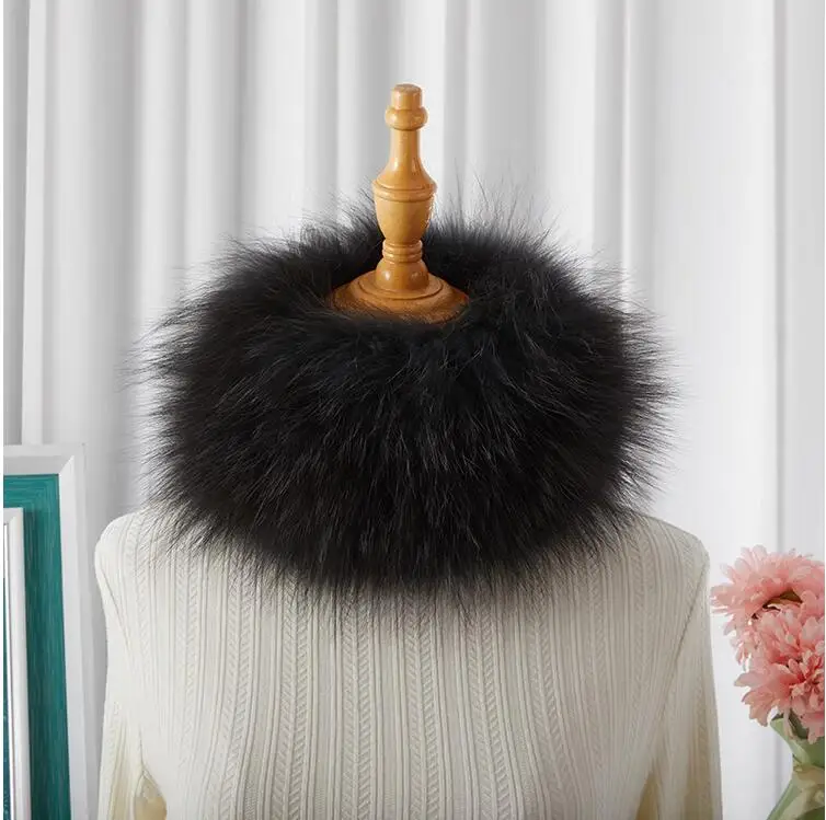100% echt Fox Pelz Schal Stirnbänder Frauen Winter Ring Luxus Weichen Hals Wärmer Gute Elastische Schalldämpfer S8 – Detail 13