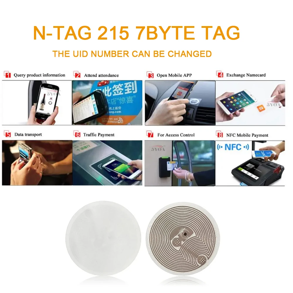 10/20/50 Pz Nfc Etichetta Adesiva 13.56Mhz Iso14443A Compatibile N-Tag 213 Tag Etichetta N-Tag 215 Rfid Per Tutti I Telefoni Abilitati Nfc