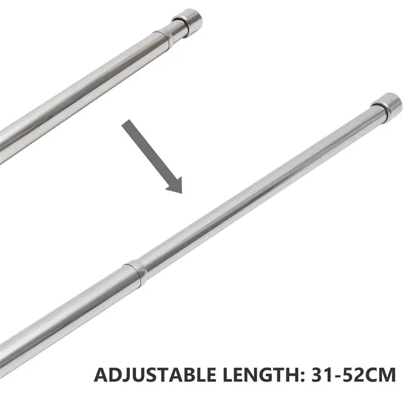 Wardrobe Rail Extendable Clothing Rail 48-80CM Stainless Steel Clothes Rod with End Sockets Screws Adjustable Closet Rail Pole 3