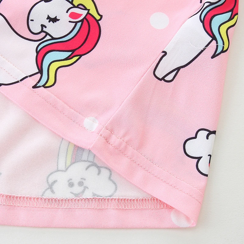 2025 Summer Kids Clothes Baby Girls Children's Clothing New Sleeves Cartoon Rainbow Unicorns Dresses 2-7 Years