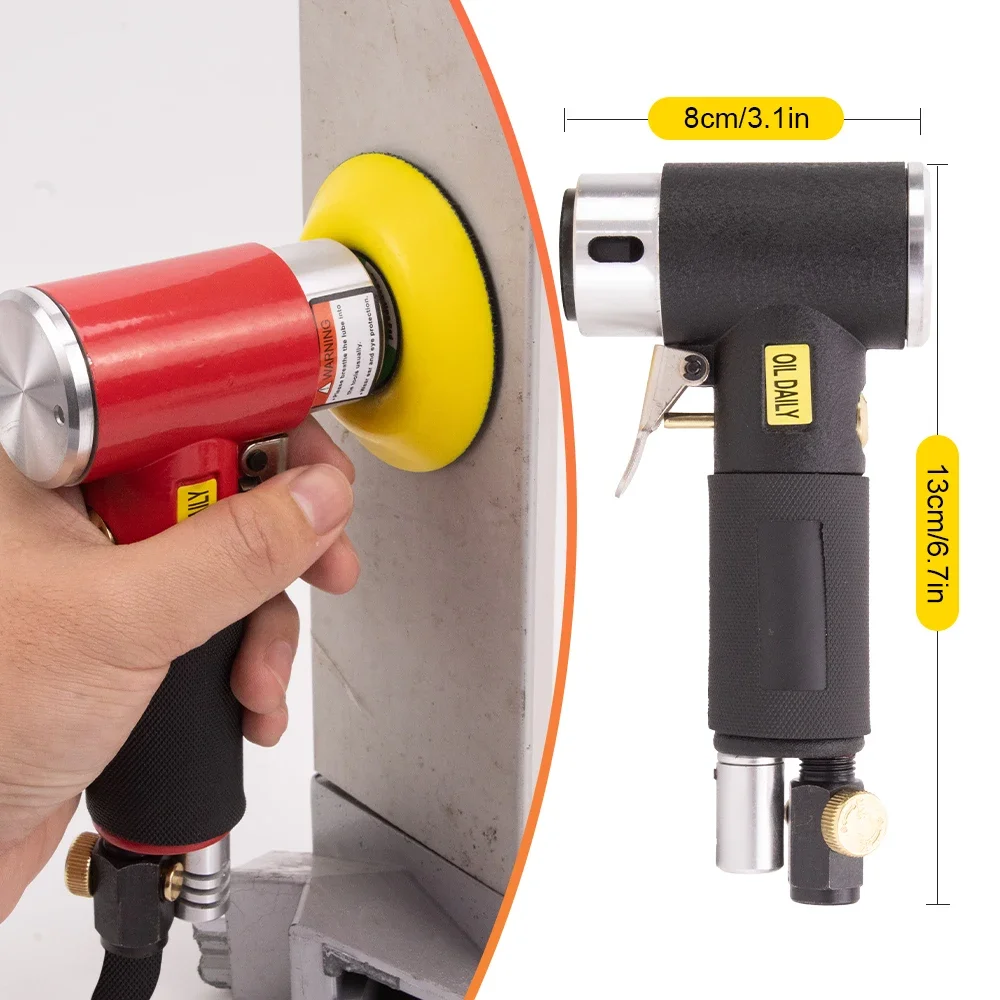 Mini Orbit Air Sander Pneumatic Grinding Machine for Car Polishing High Speed Air Powered Polisher Grinding Set with 2"/3" Pads