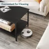 Black Coffee Table for Living Room Modern Rectangle 2-Tier Coffees Table with Storage Industrial Wood Center, Café Tables 5