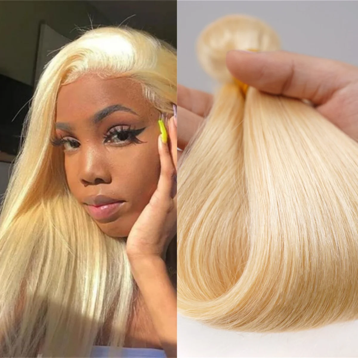 50g 613 Blonde Human Hair Weaving Double Drawn 613 Straight Bundles Human Hair 4 Bundles Sew-in Extensions Brazilian