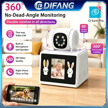 O-kam 5MP Two Screen Video Call Baby Monitor WiFi Indoor PTZ Security Camera Two-Way Video AI Tracking Home Surveillance Camera 1