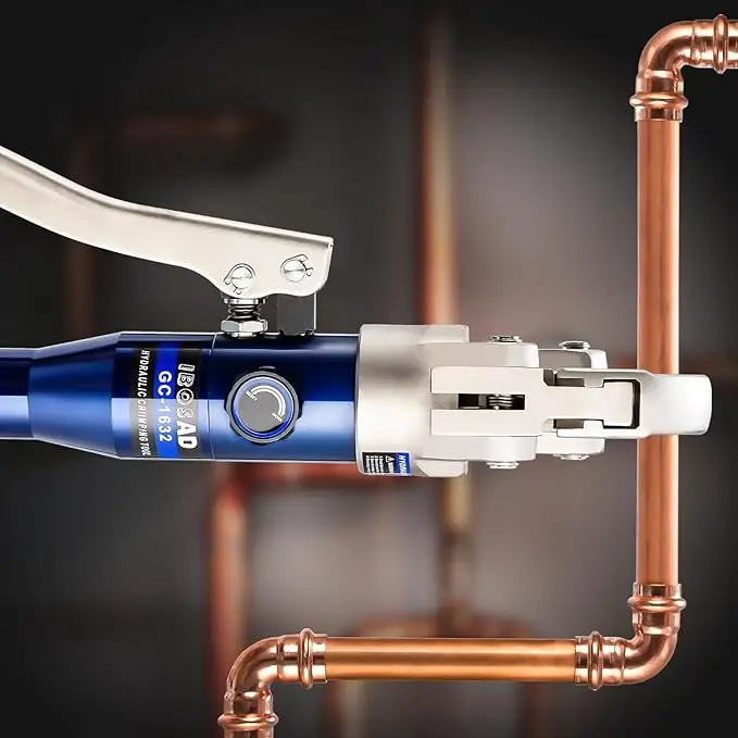 Copper Tube Fittings Hydraulic Pipe Crimping Tool with 1/2",3/4" and 1" Jaw Copper Pipe Press Crimper Pressing Pliers, 5