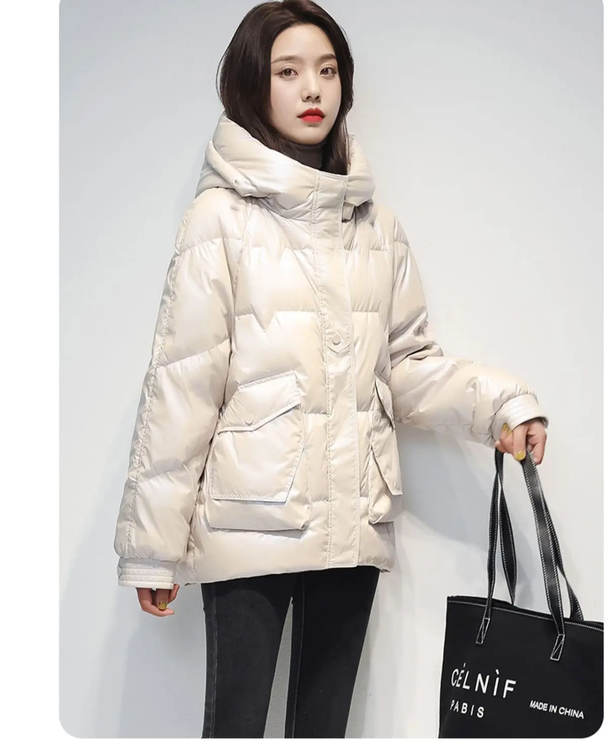 Short Down cotton Jacket For women's Winter 2026 New Glossy Fashion Loose Thick Coat Female Casual Cotton Hooded Parka Jackets