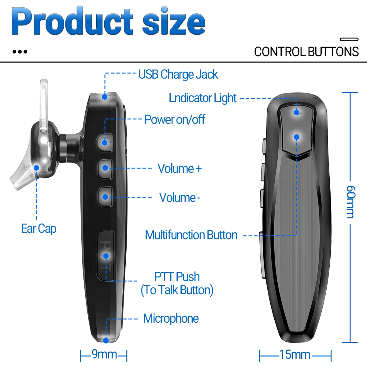 Baofeng Walkie Talkie Wireless Bluetooth PTT Headset Earpiece Hands-free K Plug For Kenwood UV-5R BF-888S Quansheng UV K5 (8)