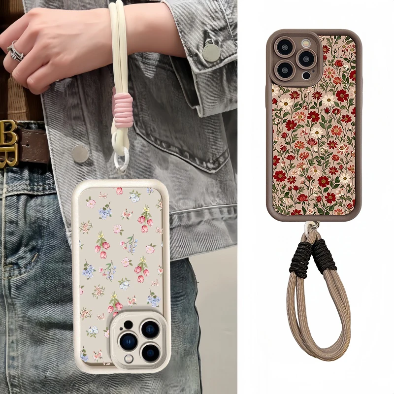 Floral Lanyard Phone Case with Strap