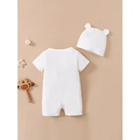 Baby Boy 0-18 Months Romper Newborn Baby Clothing Cute Bear Short Sleeves Bodysuit with Hat 2PCS Summer Infant Baby Boy Jumpsuit 5