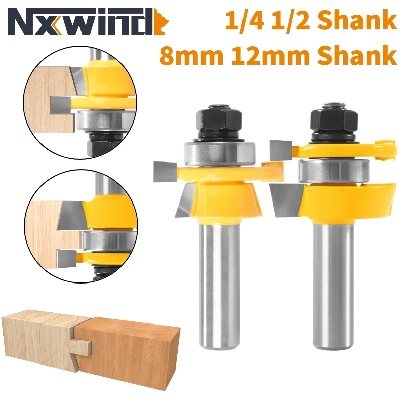 

NXWIND 2PCS 15° Reversible Stile&Rail Assembly Chamfer Cttter Router Bit Woodworking Milling Cutter For Wood Tools