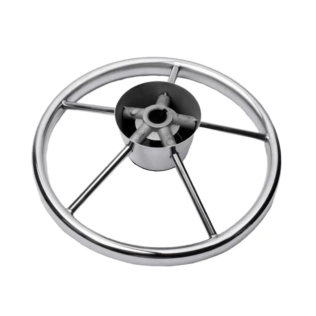 Universal 304 Stainless Steel Marine Pontoon Boat Yacht 5 Spoke Steering Wheel