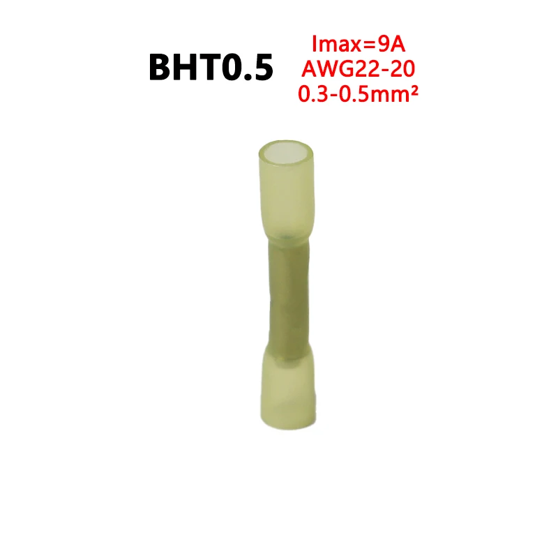 Фото Термоусадочная кабельная трубка BHT0.5 BHT1.25 BHT2 BHT5 AWG22-10, водонепроницаемая, Стыковая ОБЖИМНАЯ, медный изолированный соединитель №2