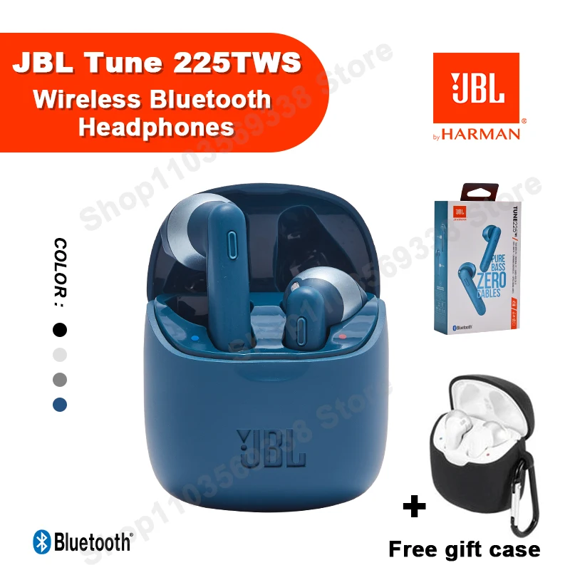 Original JBL Tune 225 TWS Wireless Bluetooth Headset Stereo Headphones Sports Running Earphone JBL T225TWS with Free case
