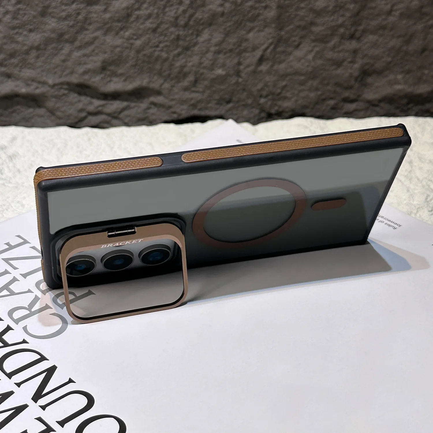 Luxury Clear Magnetic Shockproof Phone Case with Stand and Color Protection Back Cover