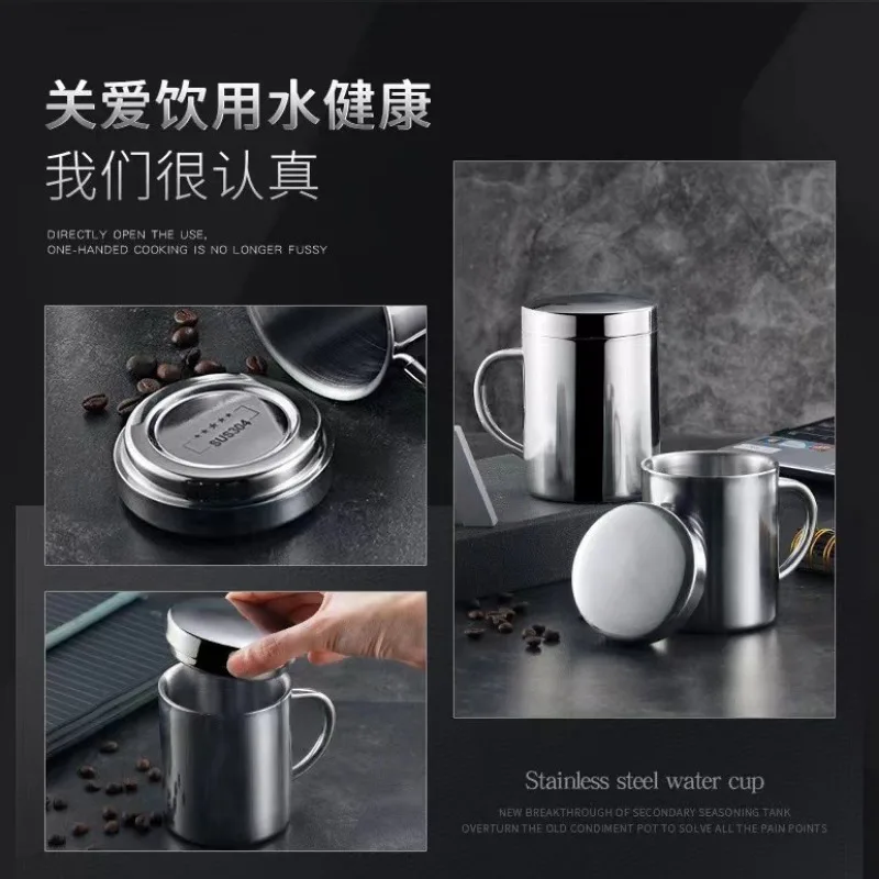 400ML Double-walled Stainless Steel Coffee Cup Cover Portable Travel Glass Pot Milk Tea