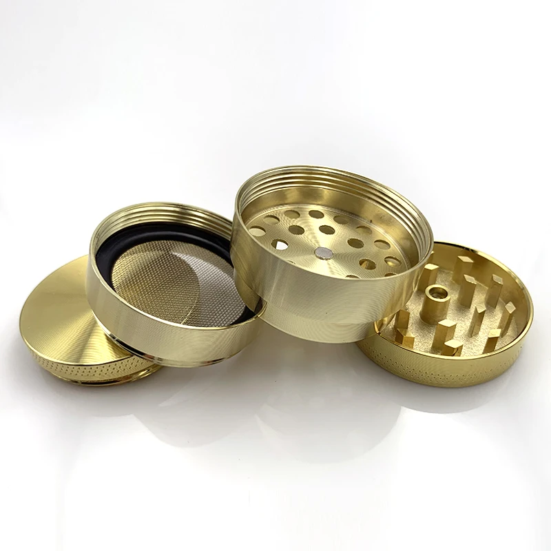 Gold Zinc Alloy Herb Grinder – 3-Layer Tobacco & Herbal Crusher Smoke Accessory