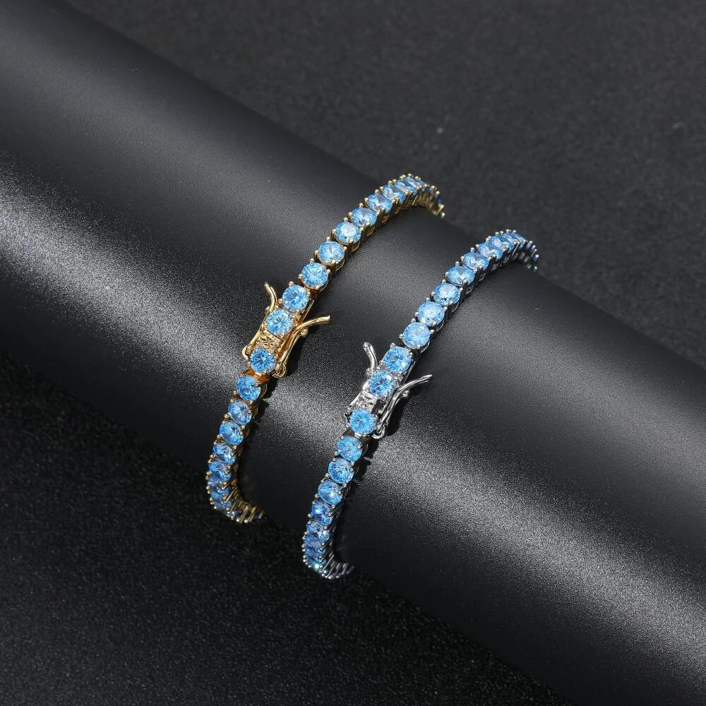 

Classic Hip Hop Blue Single Row Zirconia Tennis Bracelet Women Trendy Jewellery Cocktail Party Gift Wholesale Free Shipping