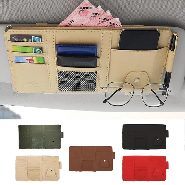 PU Leder Universal Auto Sonnenblende Organizer Multi-Tasche Auto Innen  Tasche Organizer Auto Dokument Lagerung Pouch Stift Halter - AliExpress