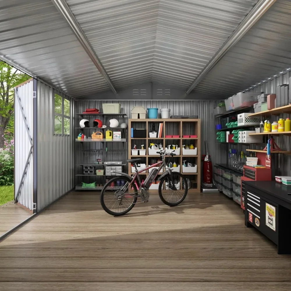 Cobertizo de almacenamiento para exteriores, cobertizo de jardín de Metal  con puerta bloqueable, cobertizos de herramientas impermeables para patio  trasero, Patio, / Muebles de exterior, image size:1000x1000