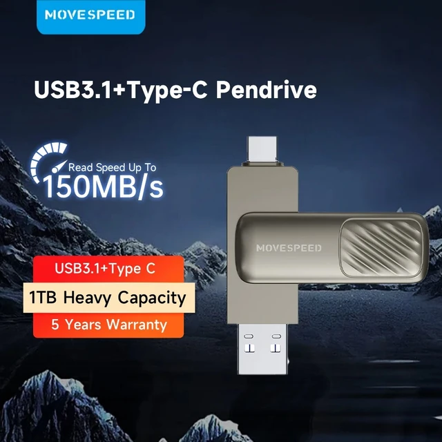 1TB USB 3.1 Tipo-C Dual Flash Drive para MacBook, Android - Plata :  Electrónica 