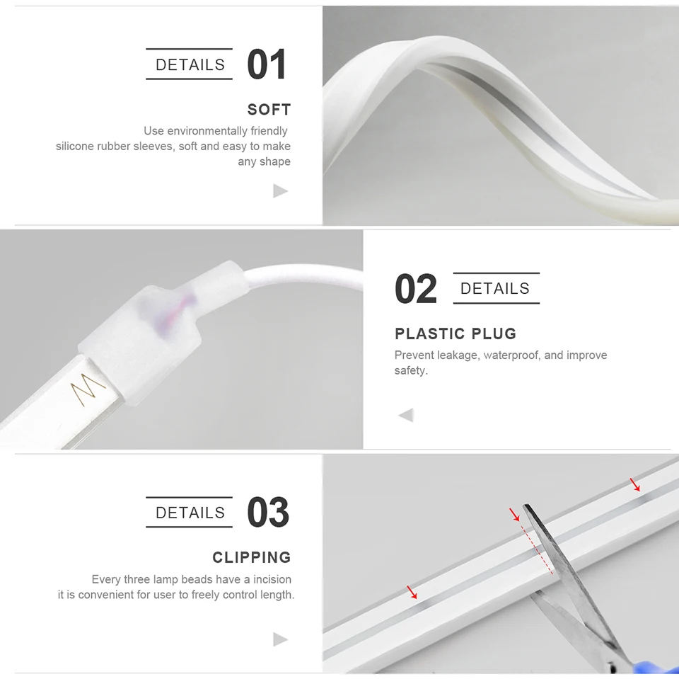 Description Picture 5 of itemUSB DC5V Neon Light LED Strip with RF Remote Control 2835 120LEDs/M Flexible Rope Tube Lamp Waterproof For Home Christmas Decor