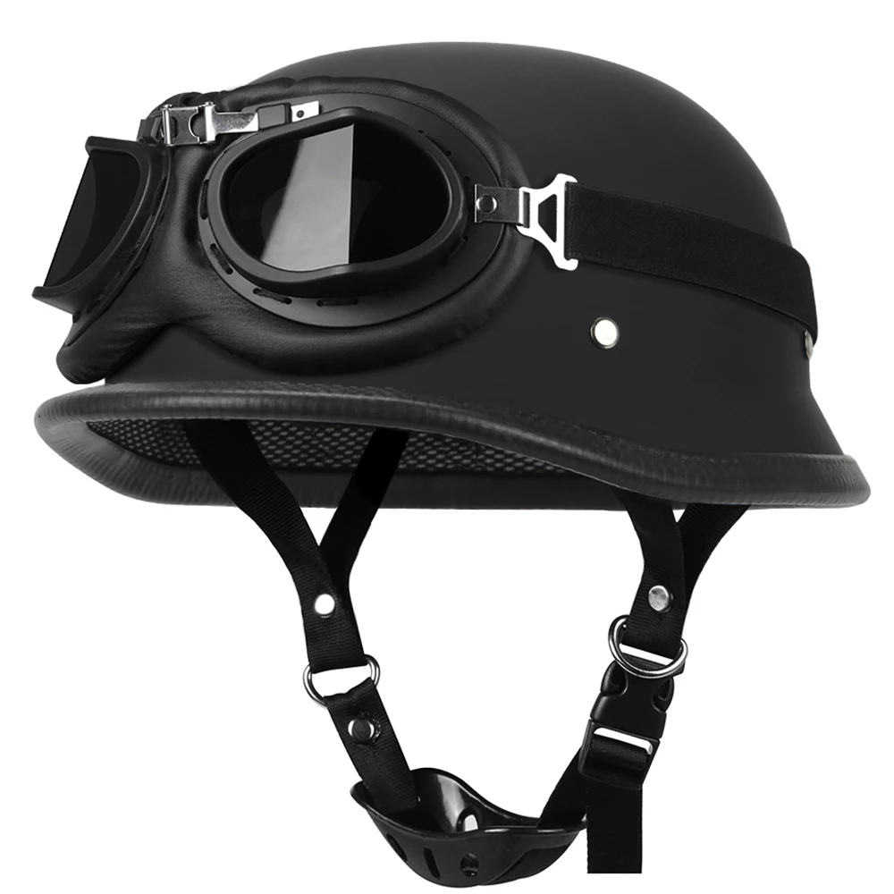 Motorhelm, DOT Goedgekeurde Retro Lederen Dunne Schedelkap