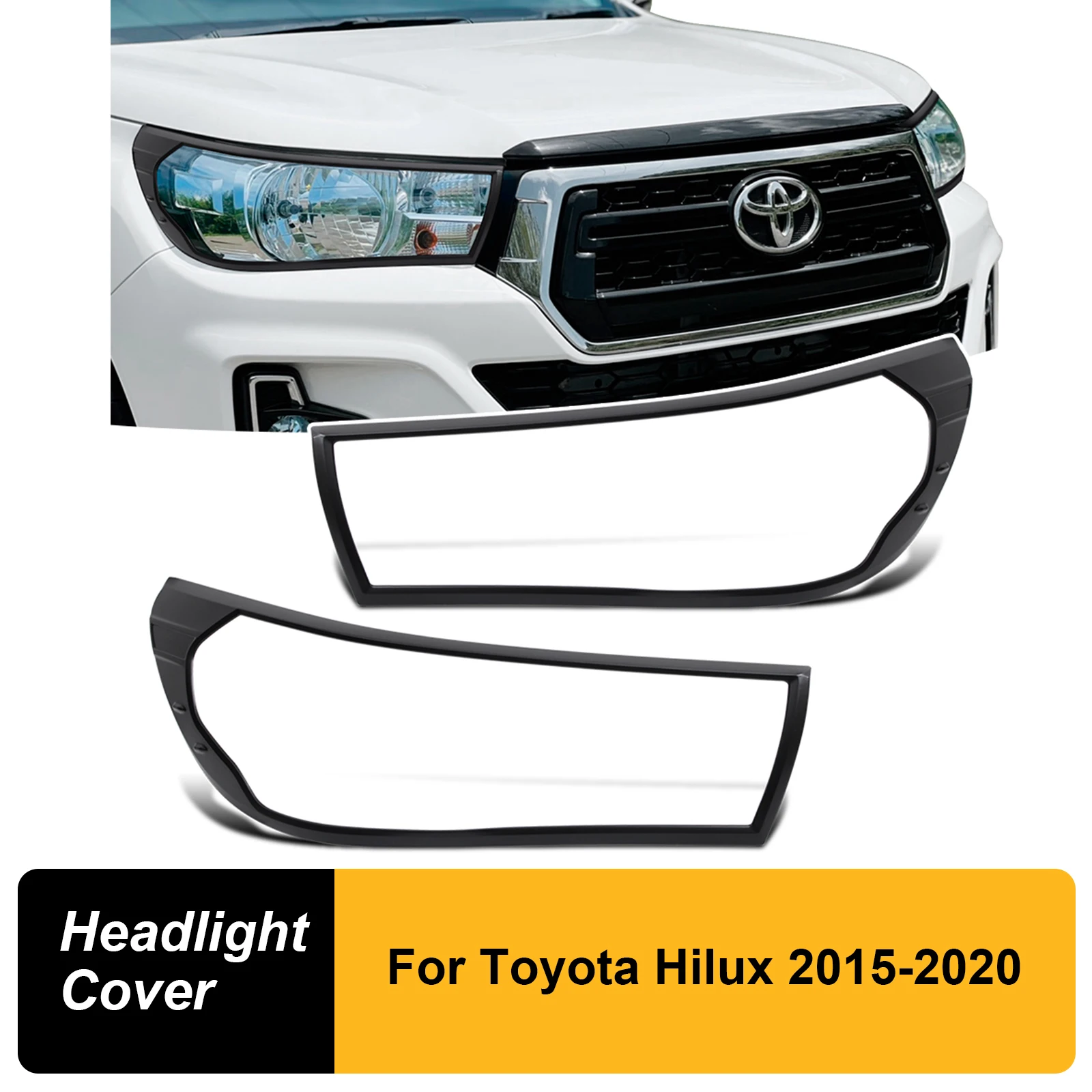 

2pcs/set Headlight Cover Trim For Toyota Hilux Revo 2015 2016 2017 2018 2019 2020 year Models Front Light Cover 4X4 Car Styling