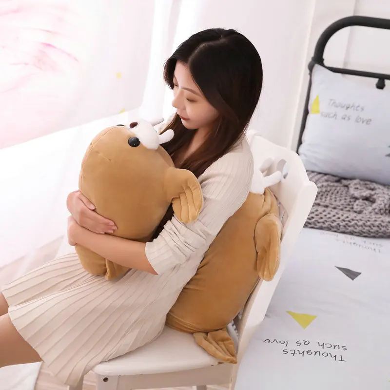 귀여운 시뮬레이션 모스 장난감 해마 봉제 베개, 누워 동물 바다 사자 인형, 소년 소녀 생일 선물, 45 cm, 55cm