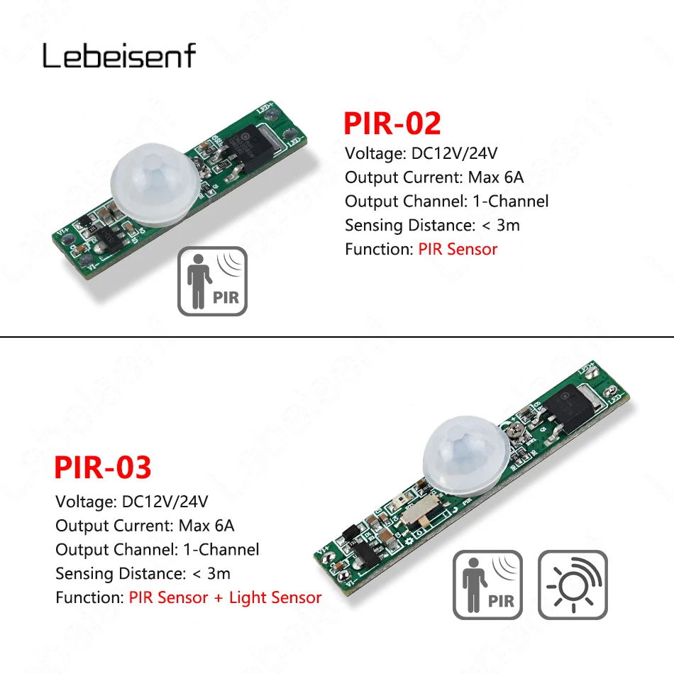 Sensore Di Movimento PIR Per Luci LED - 5V/12V/24V, 3 Modalità Luce, Timer E Luminosità Regolabile, Max 72W - Foto 3
