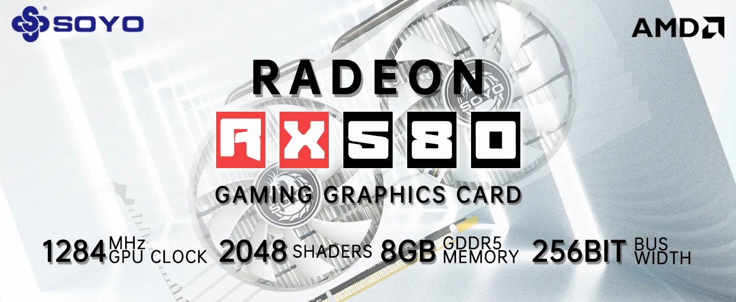 SOYO Graphics Cards AMD Radeon RX580 2048SP 8G GDDR5 256bit HDMI+DP*3 Video Card For Desktop Gaming Computer GPU RX 580 2 S4efdebdfd3e04a04930b9d5f3ab45af03
