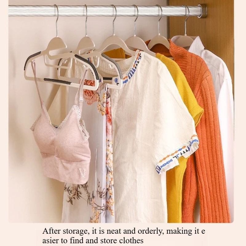 10Pcs Random Color Hot Selling Anti-slip Plastic Hangers Clothes Space Saving Traceless Clothes Hanger for Supermarket & Home
