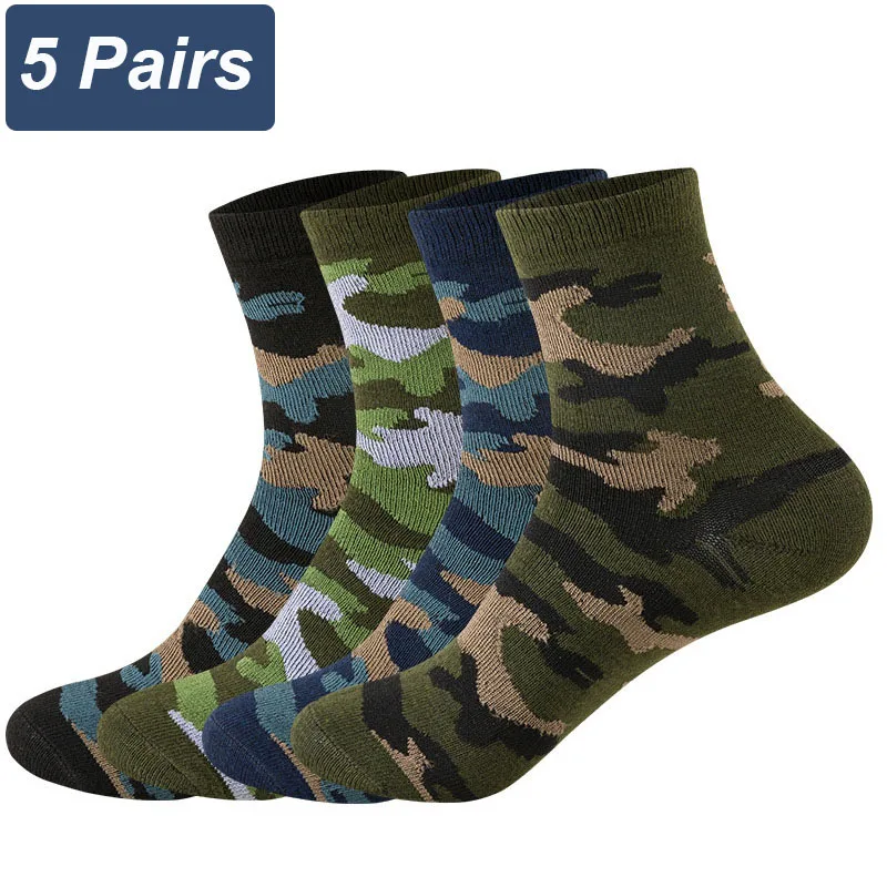 

5 пар, мужские утепленные хлопковые носки в стиле милитари