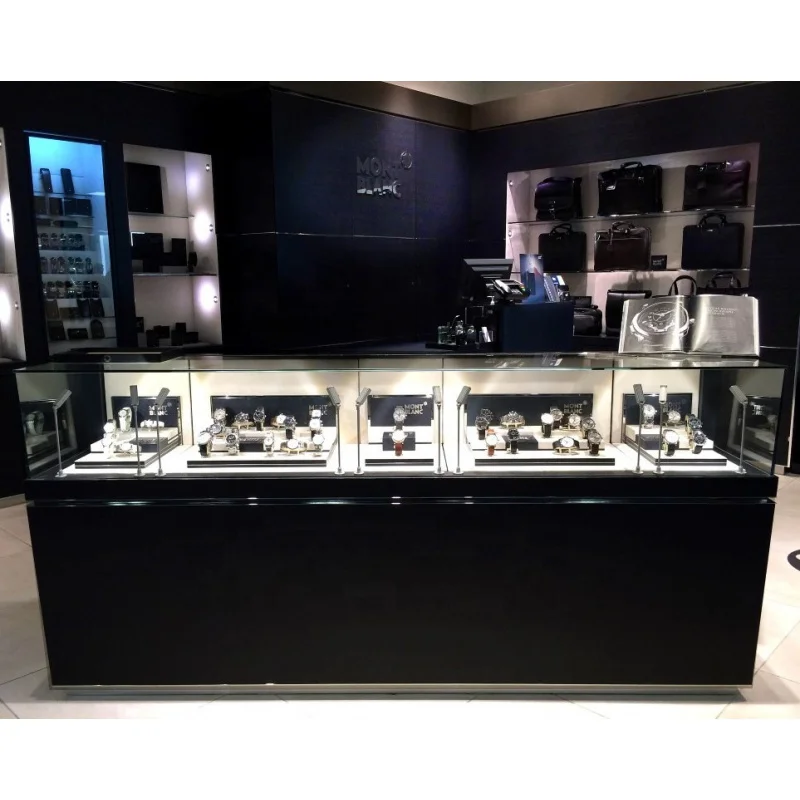 Custom, High-end Watch Display with LED Light Wooden Watch Showcase Wrist Watch Shop Display Counter