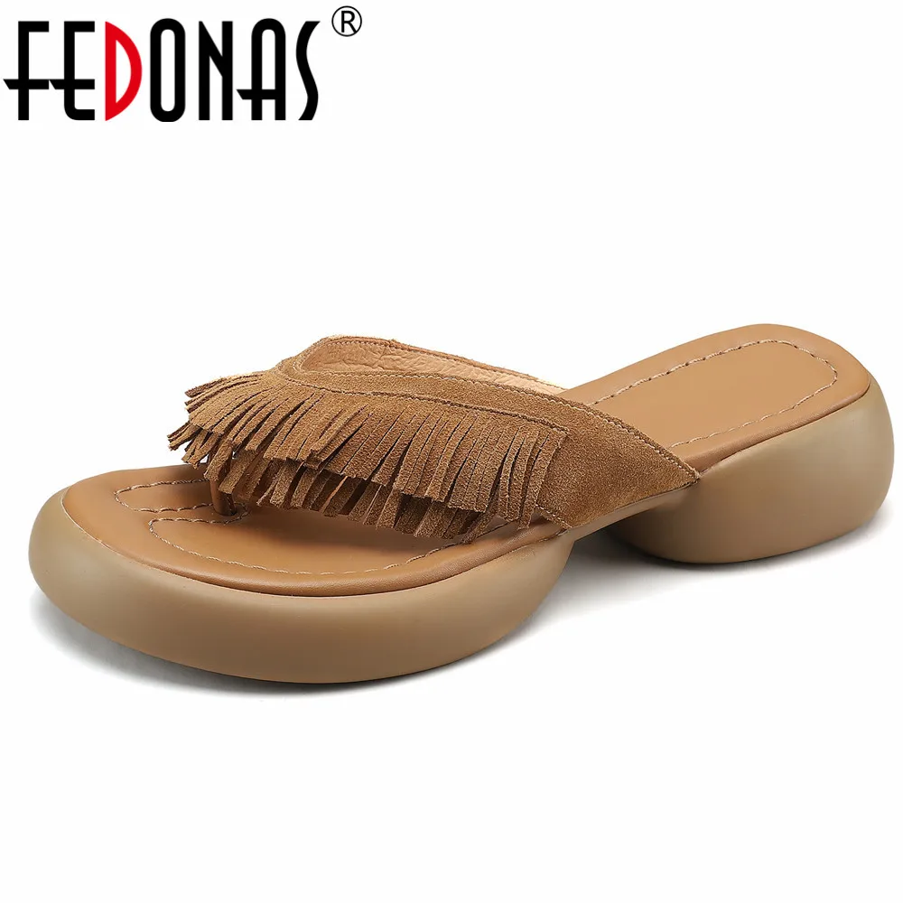 

Женские замшевые босоножки с кисточками FEDONAS, Зеленые босоножки с круглым каблуком, повседневная обувь в стиле ретро на лето 2019